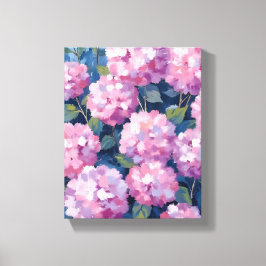 Lienzo Hortensias Florales Rosa Rosado