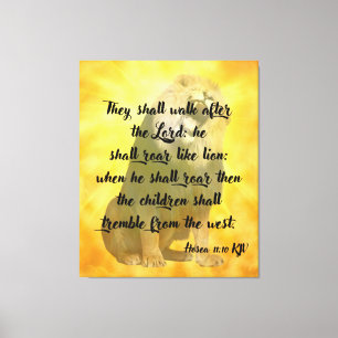 Lienzo Hosea 11:10 Biblia Verse Lion Canvas Wall Art