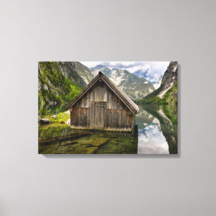 Lienzo Hostal en el lago Obersee en los Alpes de Alemania