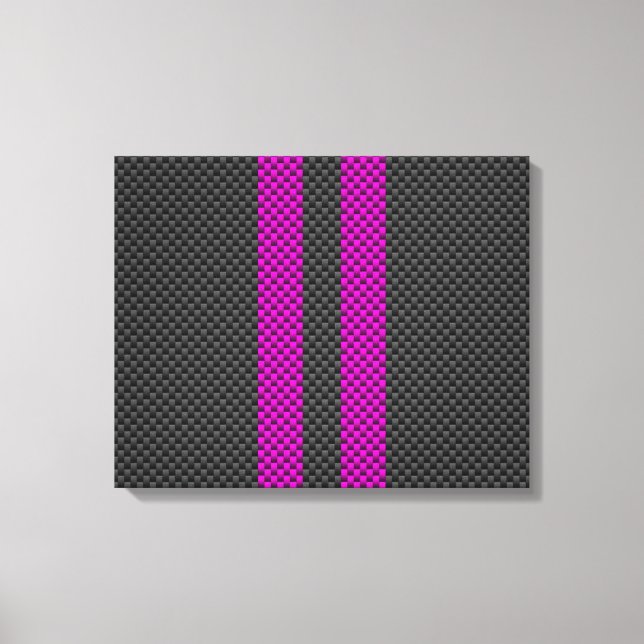 Lienzo Hot Fuchsia Carreras rosa Stripes Carbon Fibra Sty (Anverso)