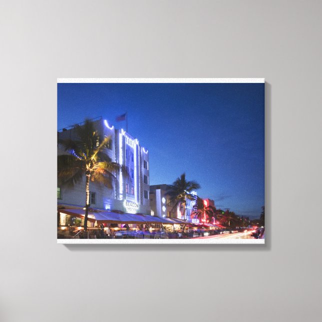Lienzo Hotel Beacon, Ocean Drive, South Miami Beach, Flor (Anverso)
