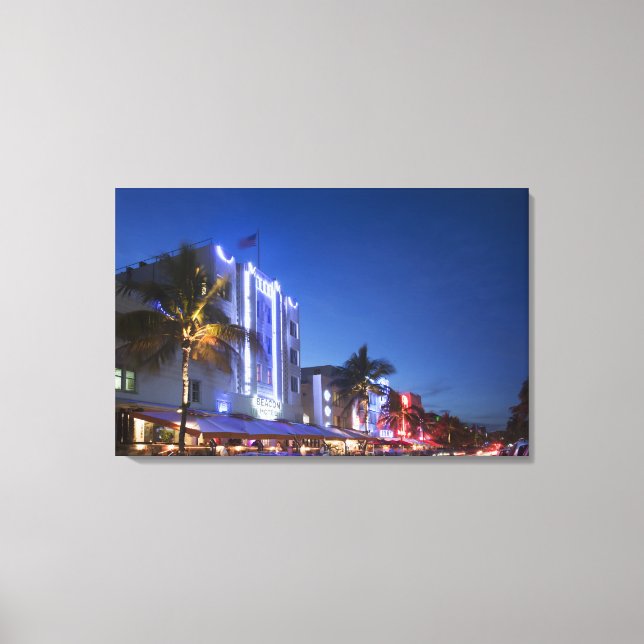 Lienzo Hotel Beacon, Ocean Drive, South Miami Beach, Flor (Anverso)