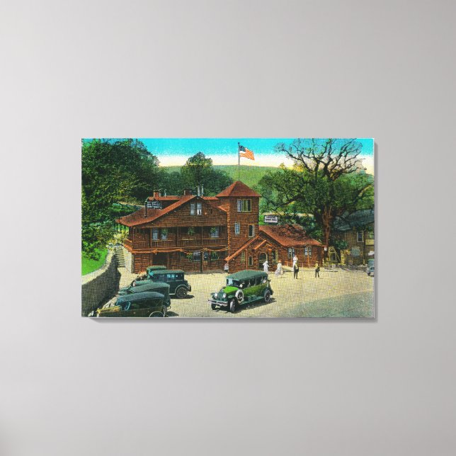 Lienzo Hotel en la Cumbre de Sandburg sobre la Ruta del R (Anverso)