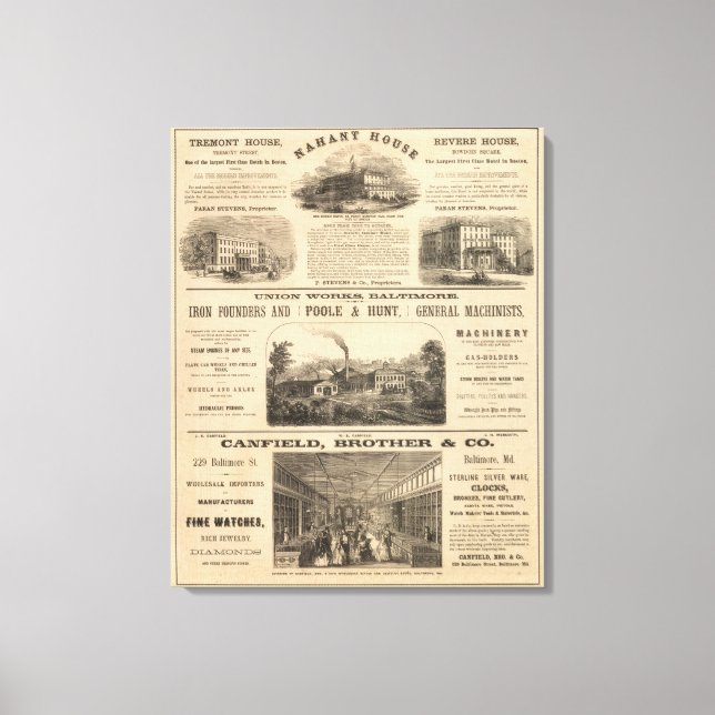 Lienzo Hotel Nahant House en Tremont House, Boston (Anverso)