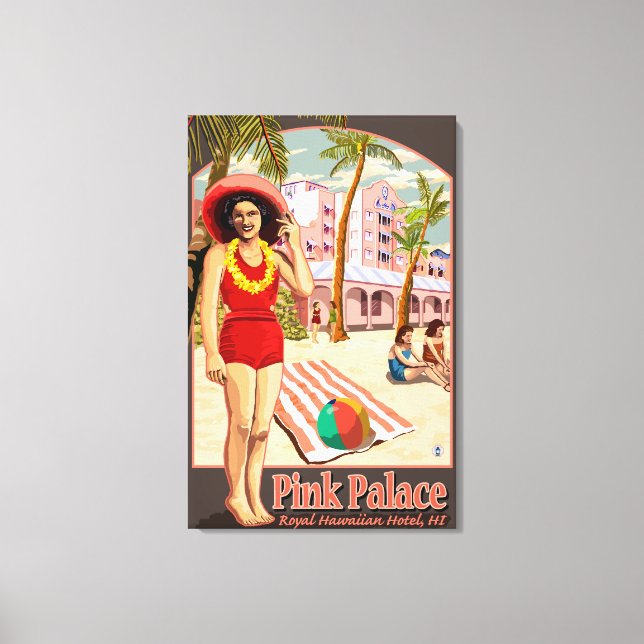 Lienzo Hotel Royal Hawaiian en Hawái (Anverso)