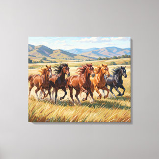 Lienzo Hourses Painting Premium Wrapped Canvas
