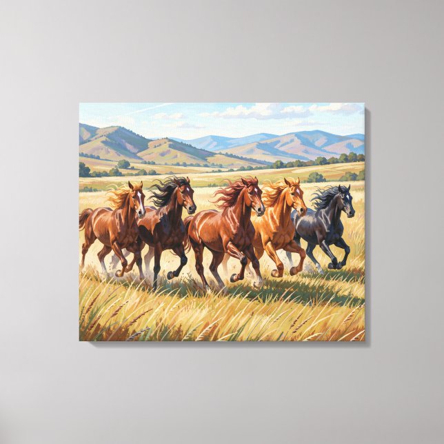 Lienzo Hourses Painting Premium Wrapped Canvas (Anverso)