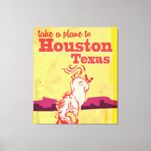Lienzo Houston, Poster de Viajes de Texas Vintage