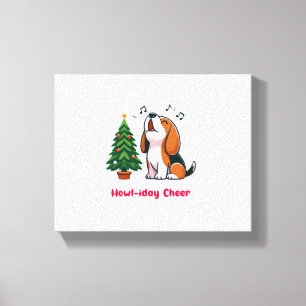 Lienzo Howl-iday Cheer Beagle Con Un Diseño De Árbol De N