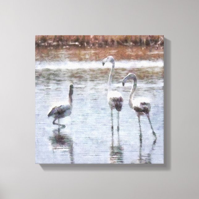 Lienzo Huelga A Pose Flamingo Watercolor (Anverso)