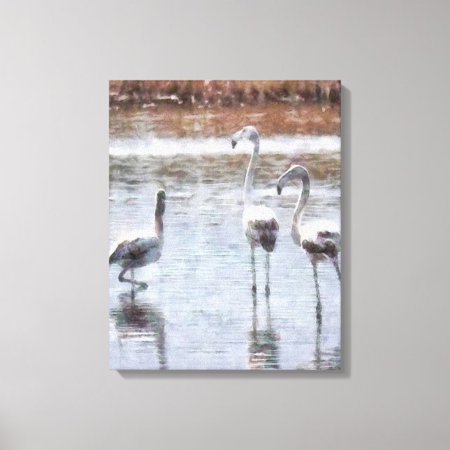 Lienzo Huelga A Pose Flamingo Watercolor (Anverso)