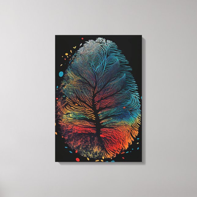 Lienzo huella dactilar de la pluma de aves arbóreas, (Anverso)