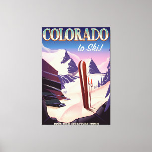 Lienzo Huella de esquí de Colorado - poster de deportes d
