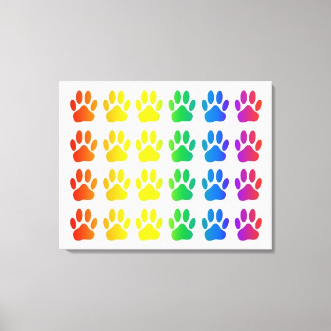 Lienzo Huella de perro arco iris (Anverso)