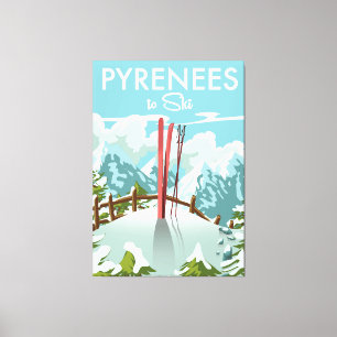 Lienzo Huella de viajes de los Pirineos al esquí.