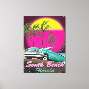 Lienzo Huella de viajes vintage de South Beach Florida
