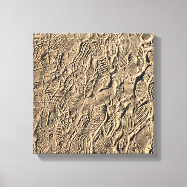 Lienzo Huellas de zapatos en la arena (Anverso)