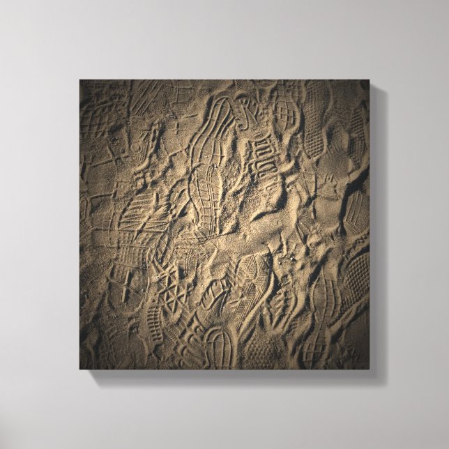 Lienzo Huellas de zapatos en la arena (Anverso)