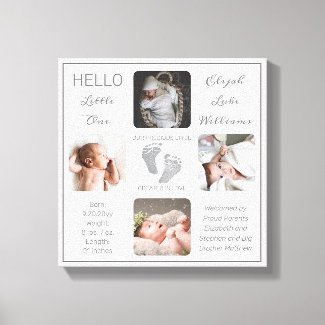 Lienzo Huellas múltiples de foto nacimiento Keepsake Canv (Anverso)