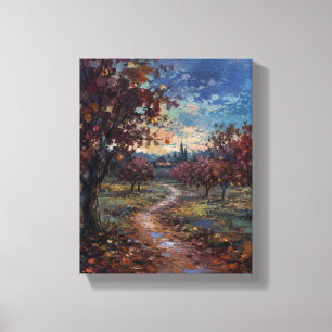 Lienzo Huerta de palo de rosa en el paisaje de otoño a la