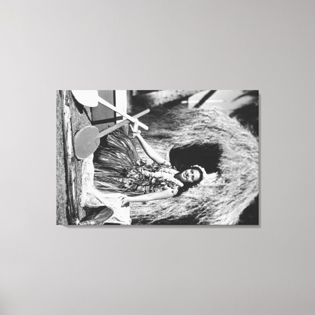 Lienzo Hula Chica con fotografía de Ougatgat Canoe Hawaii (Anverso)