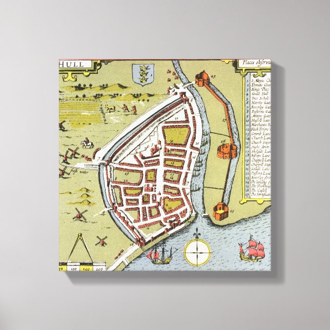 Lienzo Hull, detalle del mapa de las Ridings del Norte y  (Anverso)