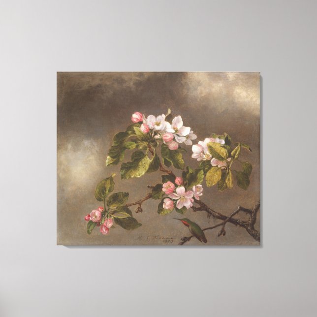 Lienzo Hummingbird Y Apple Blossoms (Anverso)