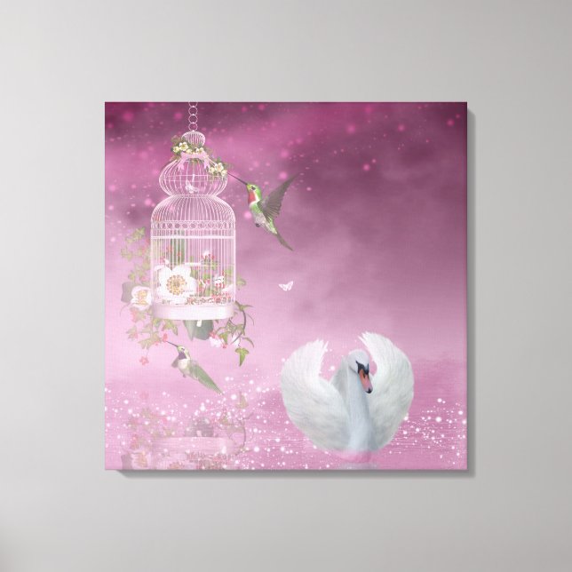 Lienzo Hummingbird y Swan (Anverso)