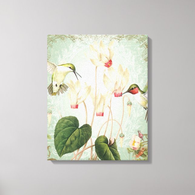 Lienzo Hummingbirds Francés Vintage moderno (Anverso)