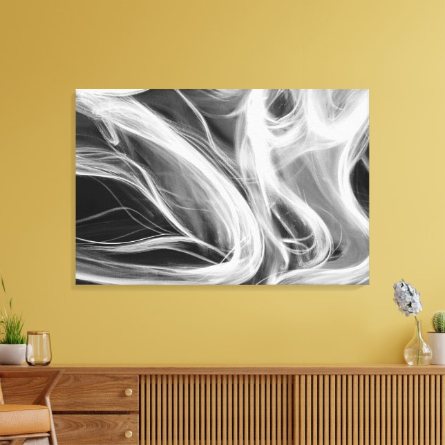 Lienzo humo blanco abstracto sobre negro (Insitu (Sala de estar))