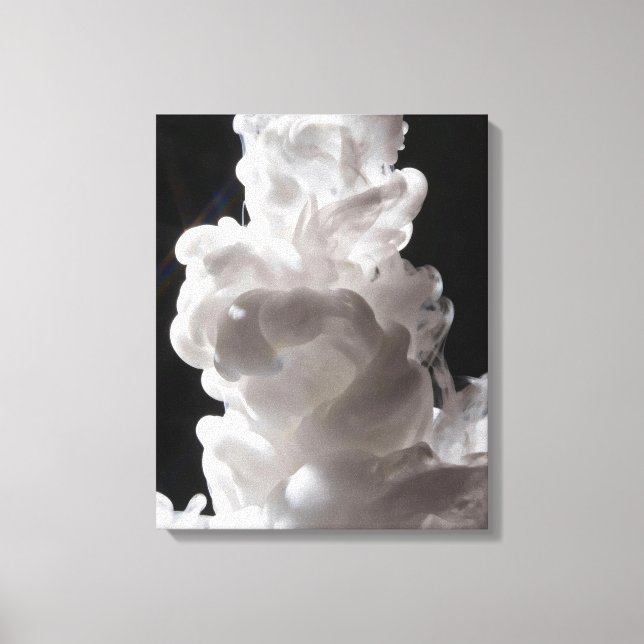 Lienzo Humo blanco que sube lentamente con un fondo negro (Anverso)
