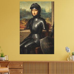 Lienzo Humorística Mona Lisa Caballero Negro