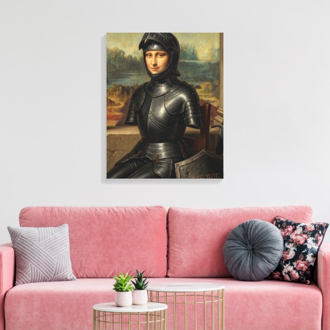 Lienzo Humorística Mona Lisa Caballero Negro (Insitu (Sala de estar))