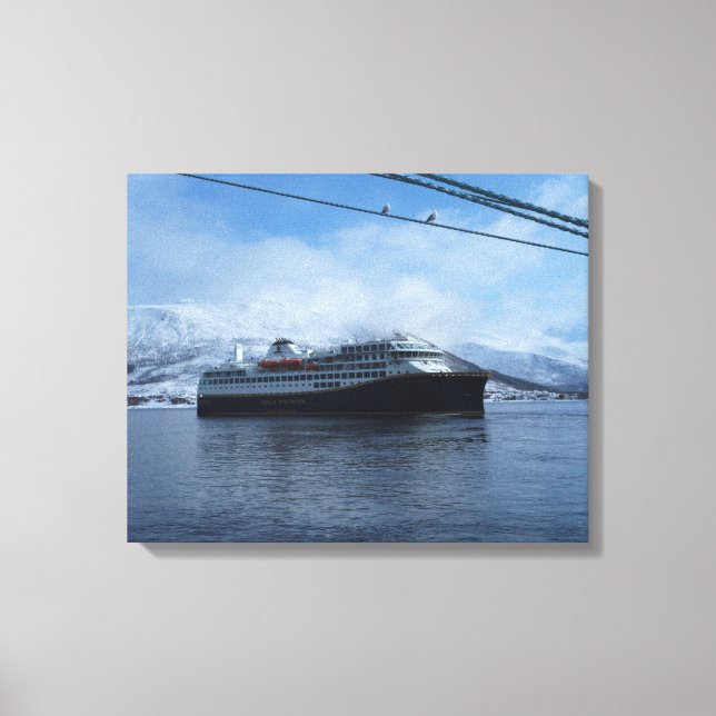 Lienzo Hurtigruten Ferry sale de puerto (Anverso)