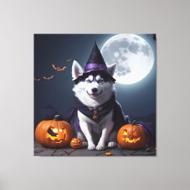 Lienzo Husky Dog Halloween Adventure Moonlit Magic Spooky