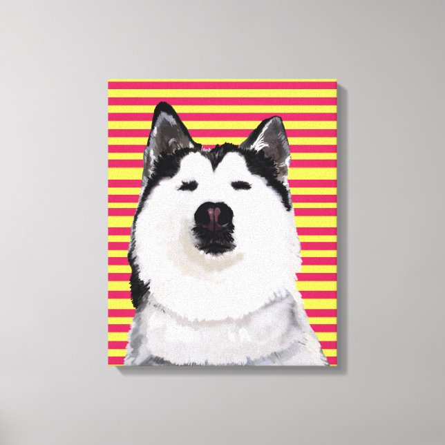 Lienzo Husky Dog Strips Single Wall Art (Anverso)