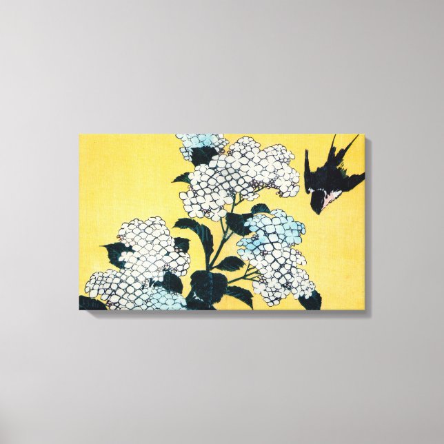 Lienzo Hydrangea y Swallow, Hokusai, Ukiyo-e (Anverso)