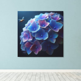 Lienzo Hydrangeas Floral Púrpura y Azul