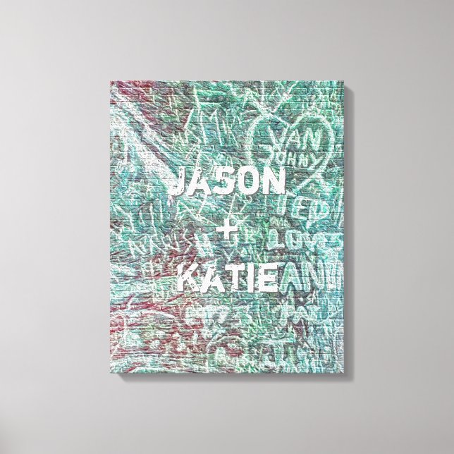 Lienzo I Heart Urban Street Art Graffiti Chalk Con Nombre (Anverso)