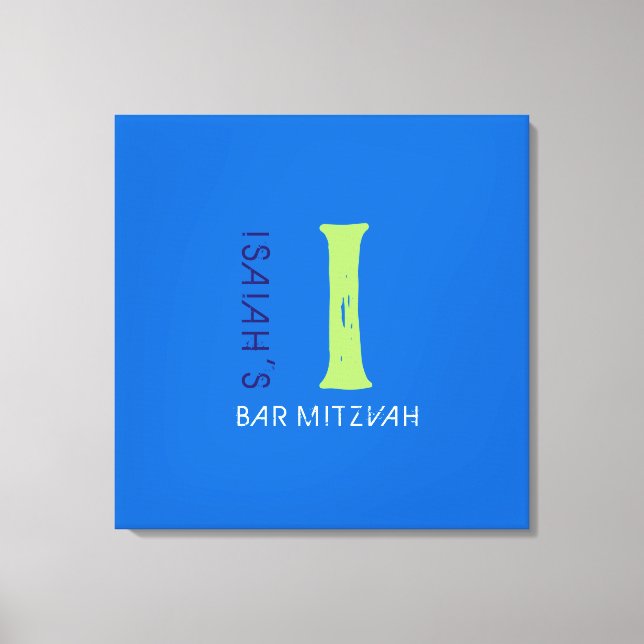 Lienzo I Monograma Barra inicial Bat Mitzvah Rótulo a bor (Anverso)