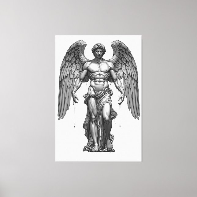Lienzo Icarus Fallen - Dark Graphic Mythological Canvas  (Anverso)
