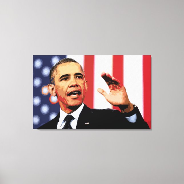Lienzo Icónico retrato de Obama impreso (Anverso)