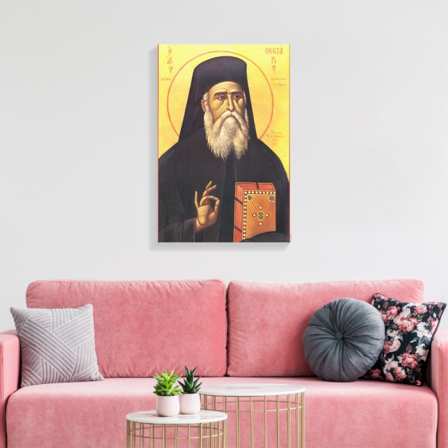 Lienzo Icono ortodoxo de San Nectarios de Egina (Insitu (Sala de estar))