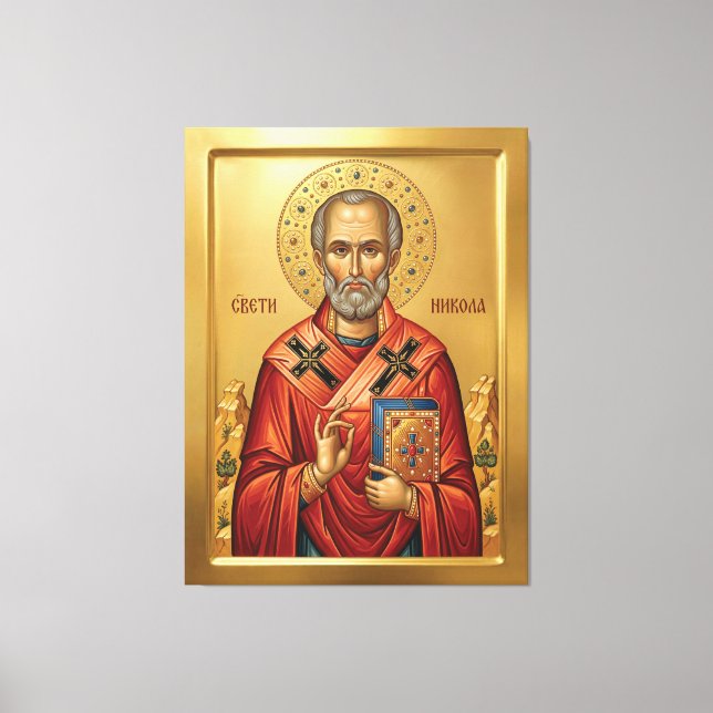 Lienzo icono ortodoxo de San Nicolás (Anverso)