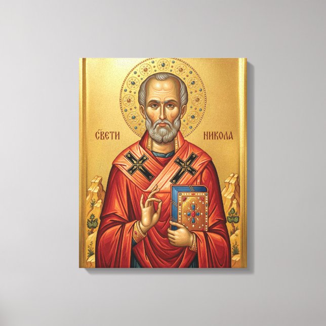 Lienzo icono ortodoxo de San Nicolás (Anverso)