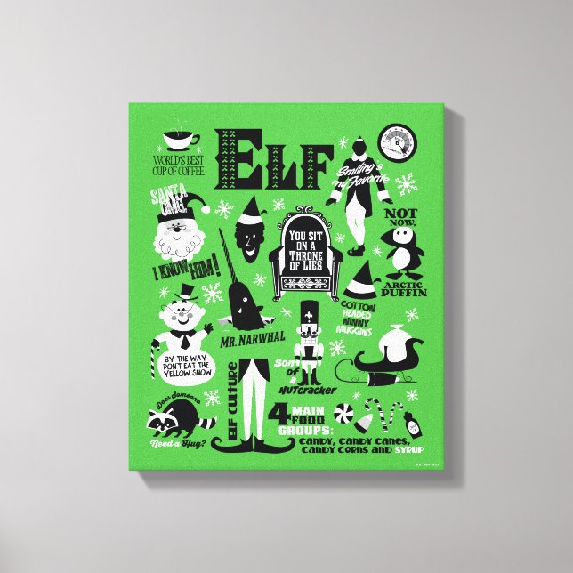 Lienzo Iconos Elf y citas de películas (Anverso)