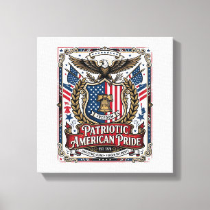 Lienzo Iconos y Símbolos de Escudo de Libertad Patriótica
