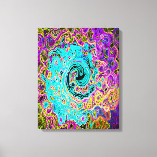 Lienzo Icy Aqua Blue Groovy Abstract Retro Liquid Swirl