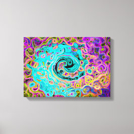 Lienzo Icy Aqua Blue Groovy Abstract Retro Liquid Swirl