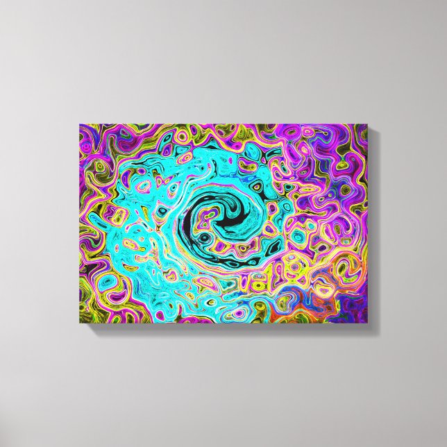 Lienzo Icy Aqua Blue Groovy Abstract Retro Liquid Swirl (Anverso)